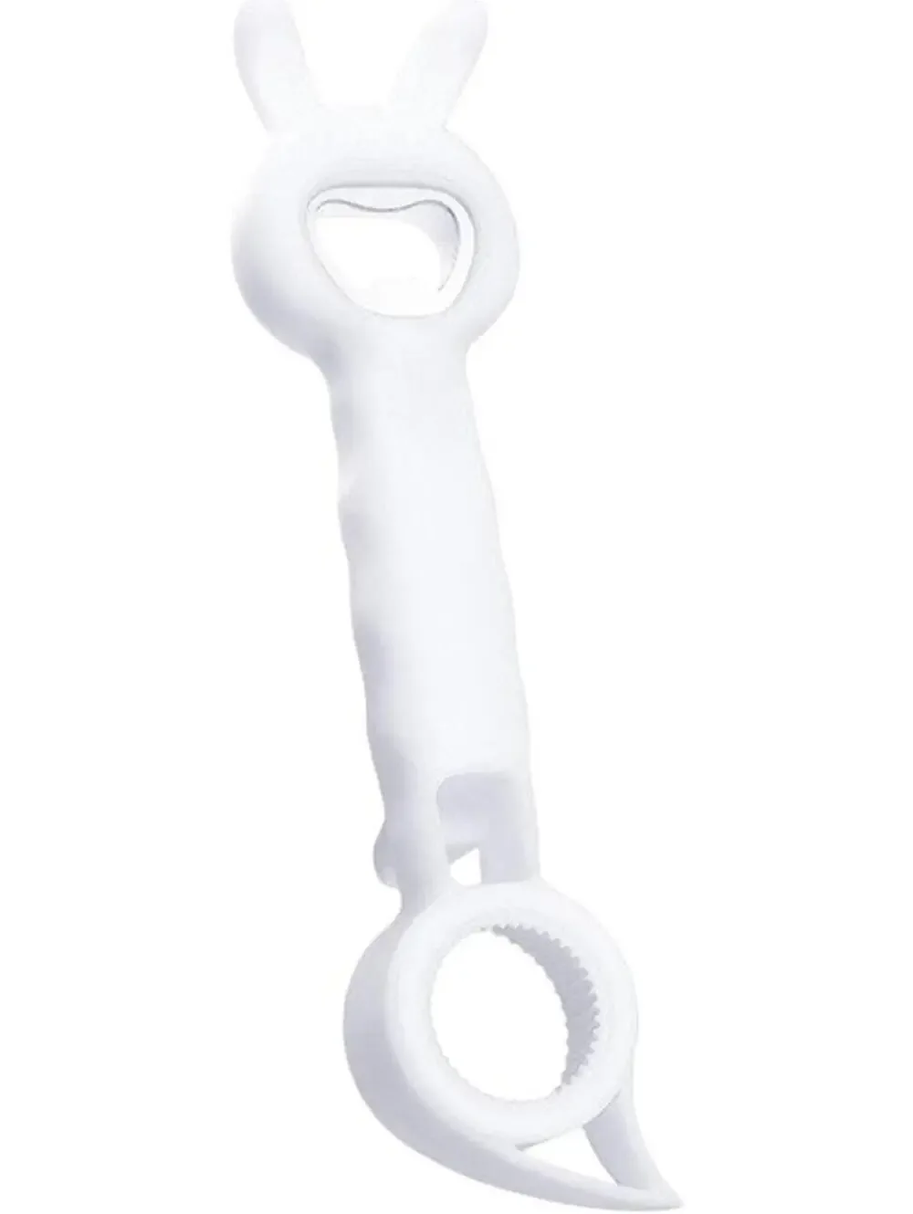 White Bunny 4-in-1 Multi-Function Bottle Opener - Jar, Pull Tab, Twist Top